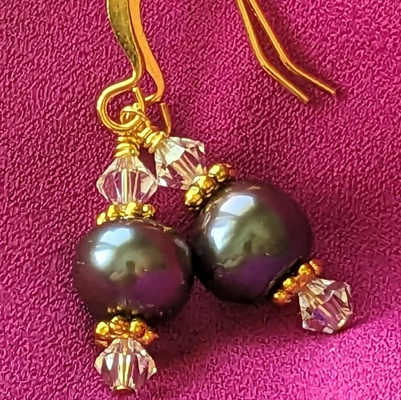 Dark Pearl and Preciosa Earrings - Picture 2 of 4